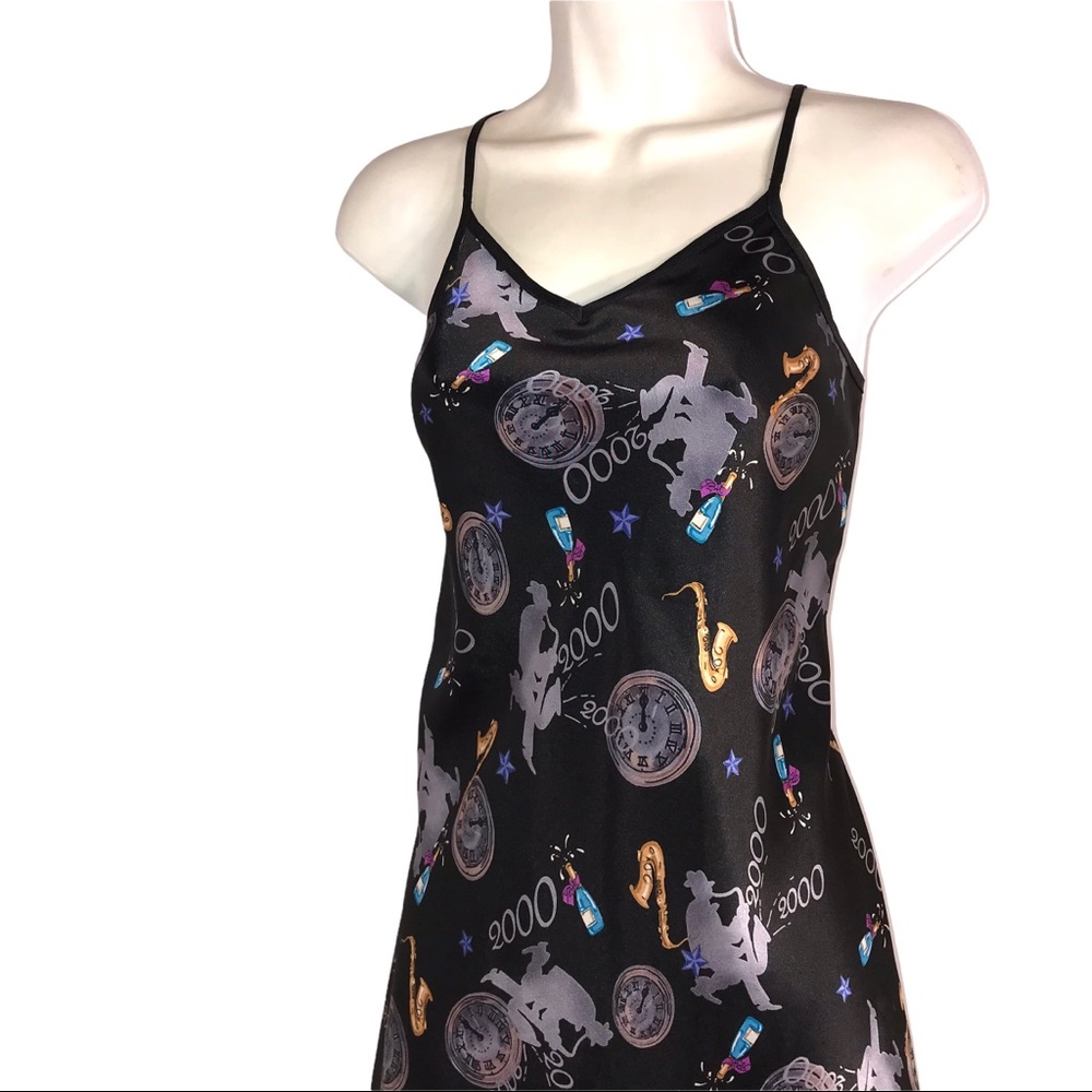 Vtg Black Satin Slip New Year’s Eve 2000 - Picture 3 of 9